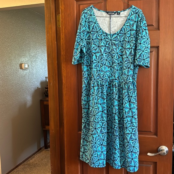 Lands End Women’s Blue Print Dress Size Large/Tall (14-16) - Picture 1 of 7